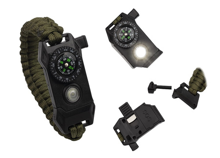 Bransoletka Survivalowa Paracord 9w1 Krzesiwo Kompas Latarka BR-004