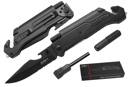 Nóż Ratowniczy BSH ADVENTURE 3w1 N-061Z Latarka Krzesiwo