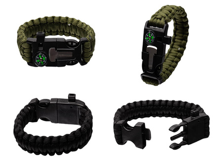 Bransoletka Survivalowa Paracord 5w1 Krzesiwo Kompas Gwizdek BR-003