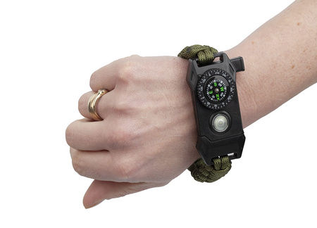 Bransoletka Survivalowa Paracord 9w1 Krzesiwo Kompas Latarka BR-004