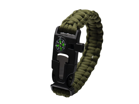 Bransoletka Survivalowa Paracord 5w1 Krzesiwo Kompas Gwizdek BR-003